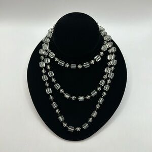 VINTAGE Glass & Crystal Beaded Opera-Length Necklace